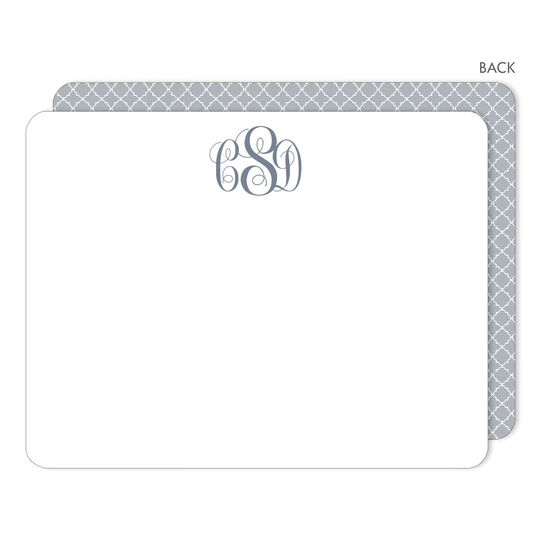 Steel Gray Script Monogram Flat Note Cards